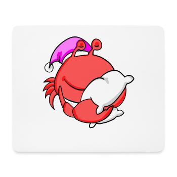 Crabe avec oreiller et bonnet de couchage - Tapis de souris (format paysage) - blanc - Devant