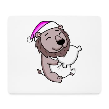 Lion with pillow and sleeping cap - Mouse Pad (horizontal) - white - Front