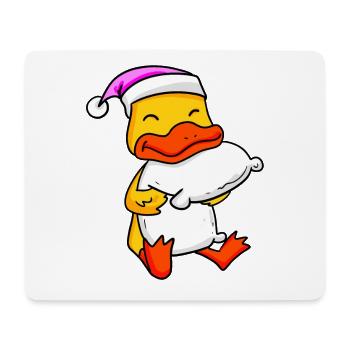 Canard avec oreiller et bonnet de couchage - Tapis de souris (format paysage) - blanc - Devant
