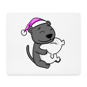 cute black panther with pillow and sleeping cap - Mouse Pad (horizontal) - white - Front