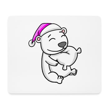 Polar bear with pillow and sleeping cap - Mouse Pad (horizontal) - white - Front