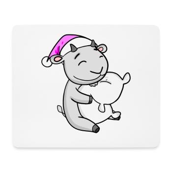 Goat with pillow and sleeping cap - Mouse Pad (horizontal) - white - Front