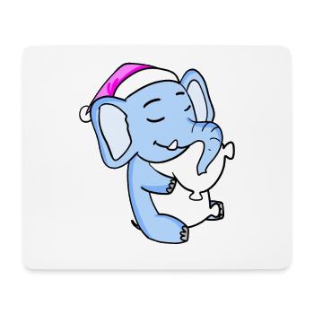 Elephant with pillow and sleeping cap - Mouse Pad (horizontal) - white - Front