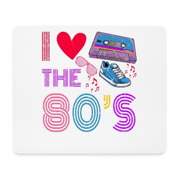 Kassette Retro Ich liebe das 80S Kostüm I Heart - Mousepad (Querformat) - Weiß - Vorne
