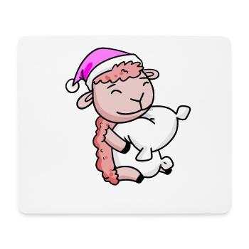Mouton avec oreiller et bonnet de couchage - Tapis de souris (format paysage) - blanc - Devant