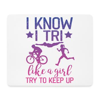 Je sais que j’aime un triathlon de fille - Tapis de souris (format paysage) - blanc - Devant