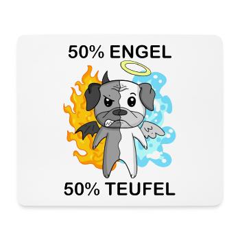 Hund Mops - Engel und Teufel - Mousepad (Querformat) - Weiß - Vorne