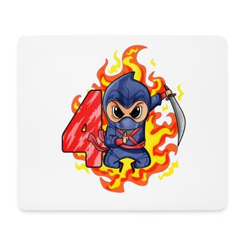 4ème anniversaire Garçon de 4 ans Ninja - Tapis de souris (format paysage) - blanc - Devant