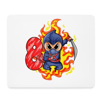 8th Birthday Boy 8 years old Ninja - Mouse Pad (horizontal) - white - Front