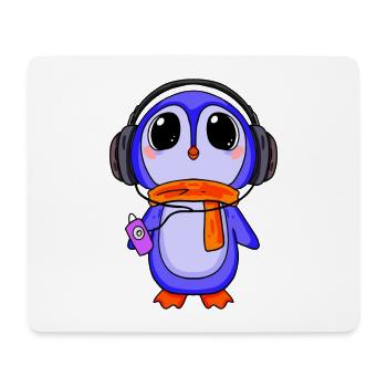 Pinguin hört Musik - Mousepad (Querformat) - Weiß - Vorne