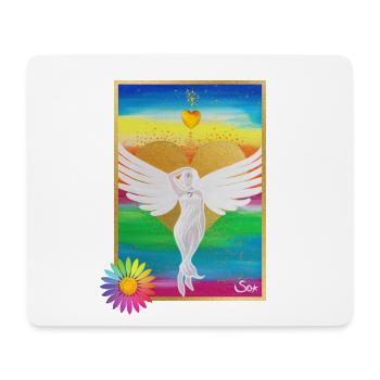 Regenbogen-Engel der Liebe mit Rainbow Blume - Mousepad (Querformat) - Weiß - Vorne