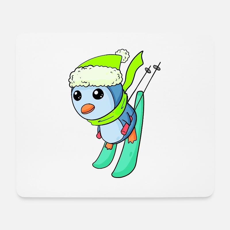Pinguin Ski Winter Skifahren - Mousepad (Querformat) - Weiß