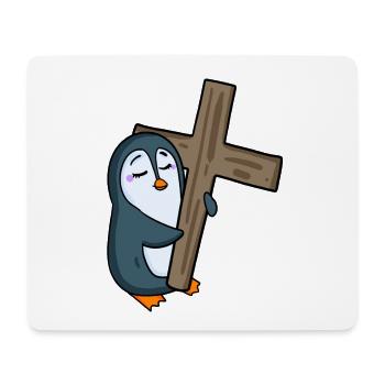 Penguin with cross - Mouse Pad (horizontal) - white - Front