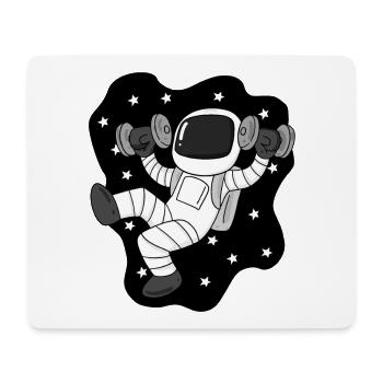 Astronaut with dumbbells in space - Mouse Pad (horizontal) - white - Front