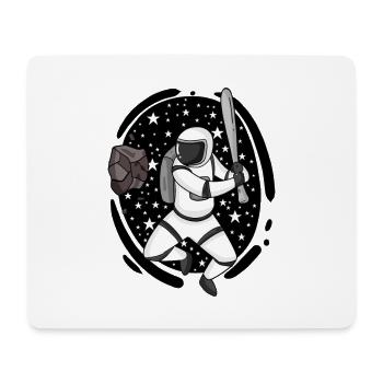 Astronaute avec batte de baseball dans l’espace - Tapis de souris (format paysage) - blanc - Devant