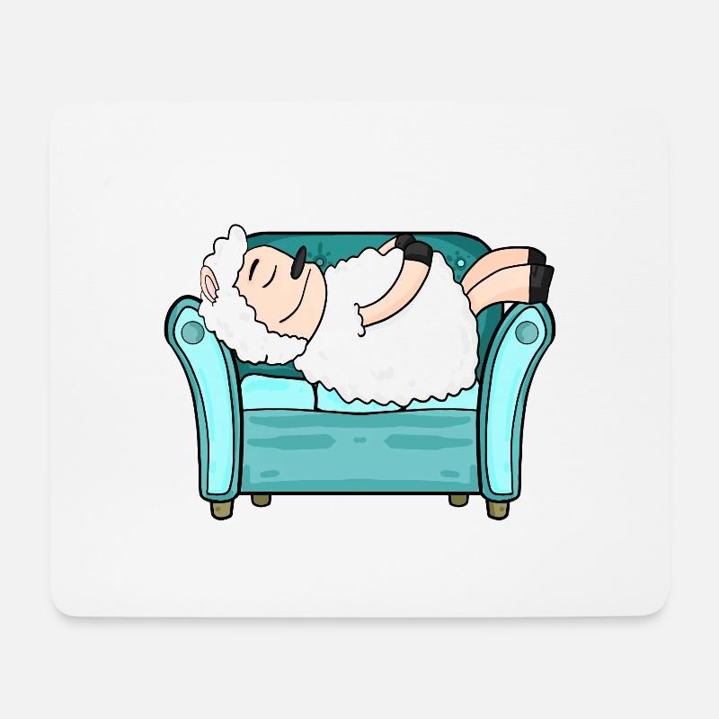 Schaf schlafen bett müde liegen ausschlafen - Mousepad (Querformat) - Weiß