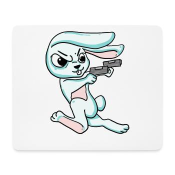Hase mit Pistole - Mousepad (Querformat) - Weiß - Vorne