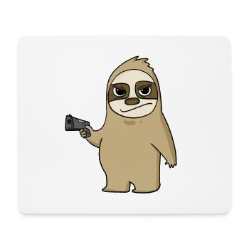 Faultier mit Pistole - Mousepad (Querformat) - Weiß - Vorne