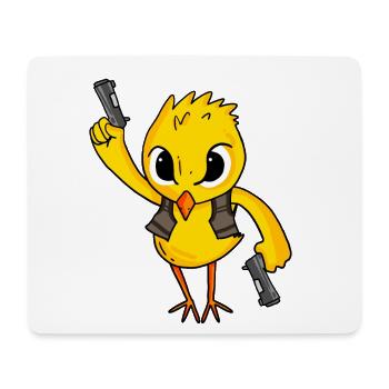 Küken mit Pistole - Mousepad (Querformat) - Weiß - Vorne