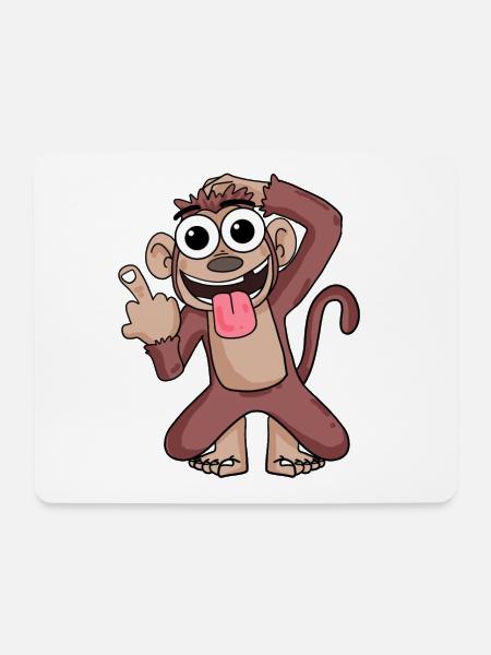 Affe, der Mittelfinger zeigt - Mousepad (Querformat) - Weiß