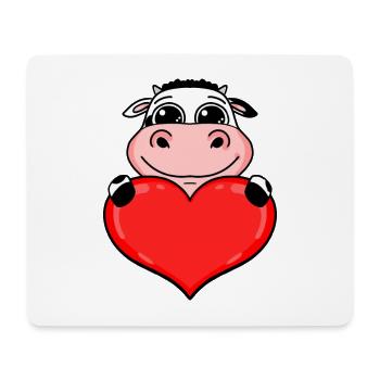 Kuh mit Herz - Liebe Romantisch - Mousepad (Querformat) - Weiß - Vorne