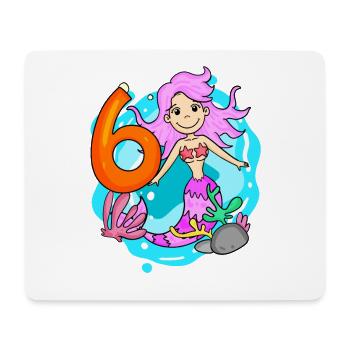 Mädchen 6 Jahre alt 6. Geburtstag Meerjungfrau - Mousepad (Querformat) - Weiß - Vorne