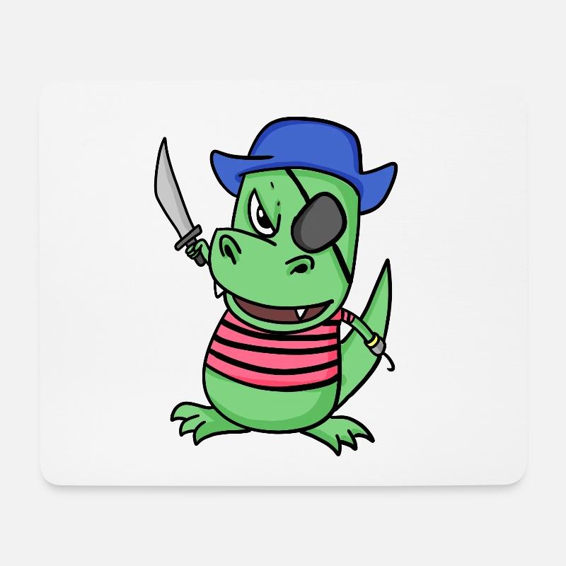 Dinosaurier Pirat für Kinder - Mousepad (Querformat) - Weiß