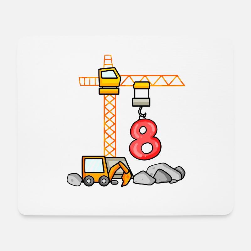 8. Geburtstag 8 Jahre Kran Baustelle Junge - Mousepad (Querformat) - Weiß