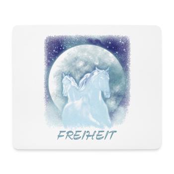 Pferde Mädchen Freiheit - Mousepad (Querformat) - Weiß - Vorne