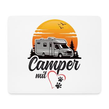 Camper mit Herz und Pfoten Hund Camping - Mousepad (Querformat) - Weiß - Vorne