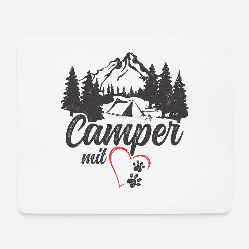 Camper mit Herz und Pfoten Hund Camping - Mousepad (Querformat) - Weiß