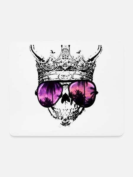 Hipster Totenkopf König - Mousepad (Querformat) - Weiß