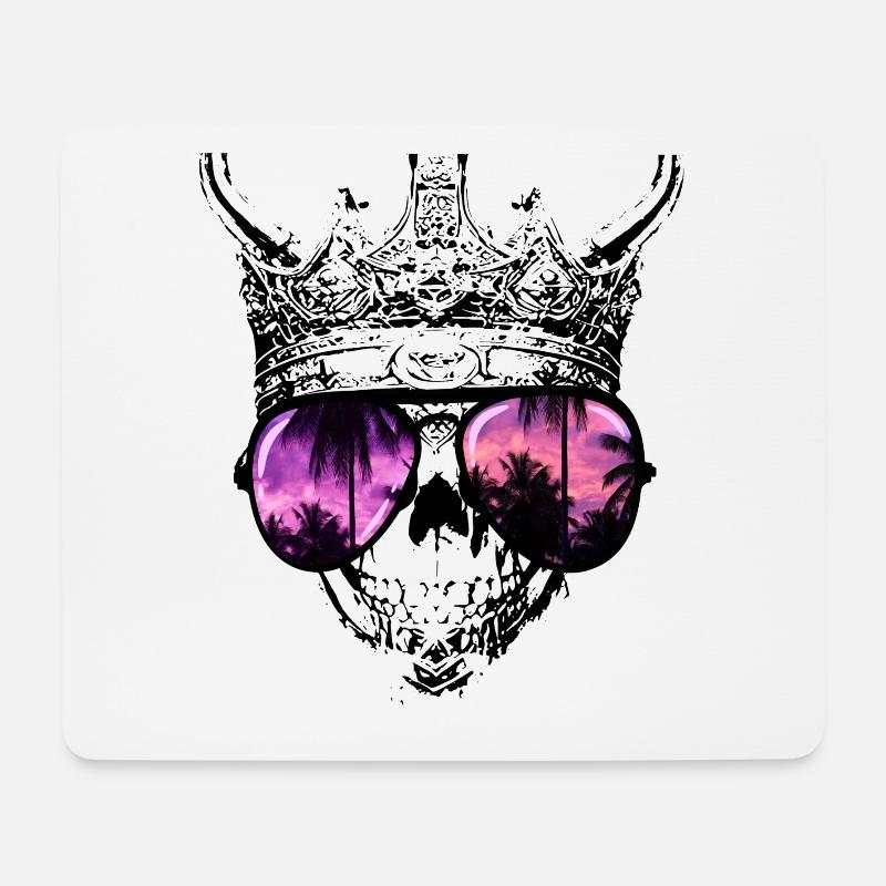 Hipster Totenkopf König - Mousepad (Querformat) - Weiß