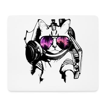 coole Katze DJ Kätzchen mitSonnenbrilleSonnenbrill - Mousepad (Querformat) - Weiß - Vorne