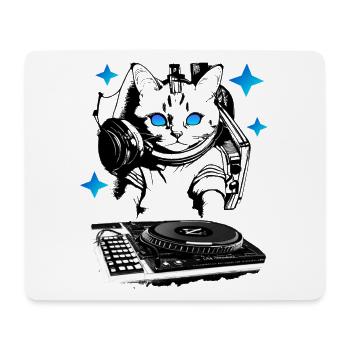 DJ Katze mit Mischpult - Mousepad (Querformat) - Weiß - Vorne