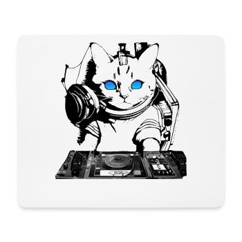 DJ Katze mit Mischpult - Mousepad (Querformat) - Weiß - Vorne