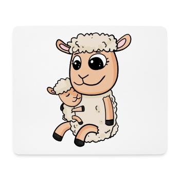 Schaf mit Baby Schaf - Mousepad (Querformat) - Weiß - Vorne