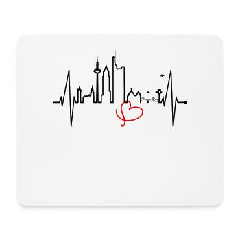 Francfort Skyline Heartbeat FFM Fan Love Hessen - Tapis de souris (format paysage) - blanc - Devant