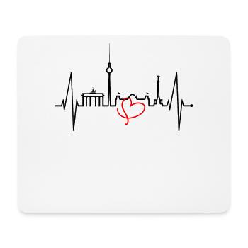 Berlin Skyline Heartbeat Heart Love Love Berliners - Tapis de souris (format paysage) - blanc - Devant