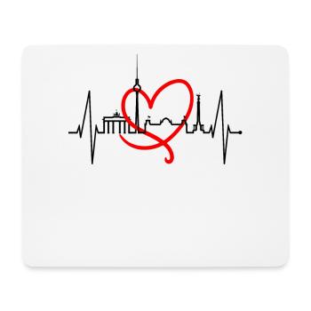 Berlin Skyline Herzschlag Herz Liebe Love Berliner - Mousepad (Querformat) - Weiß - Vorne