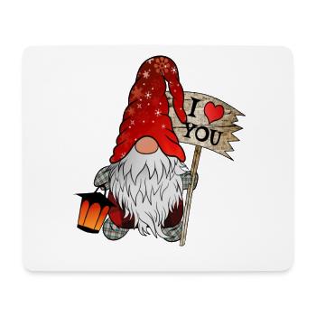 Gnom Weihnachts Wichtel mit ich liebe dich Schild - Mousepad (Querformat) - Weiß - Vorne