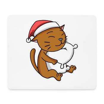 Chat Abyssin Chat Noël Sommeil Fatigué - Tapis de souris (format paysage) - blanc - Devant