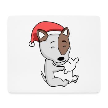 Bull Terrier Dog Christmas Sleep Tired - Mouse Pad (horizontal) - white - Front