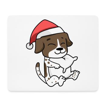 German Shorthair Dog Christmas Sleep Tired - Mouse Pad (horizontal) - white - Front