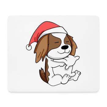 Cavalier King Charles Spaniel Chien Noël - Tapis de souris (format paysage) - blanc - Devant