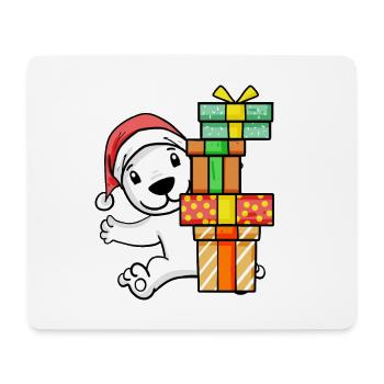 Christmas Polar Bear with Gifts - Mouse Pad (horizontal) - white - Front