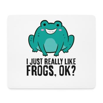 J’aime juste les grenouilles, d’accord? Grenouille joyeuse - Tapis de souris (format paysage) - blanc - Devant