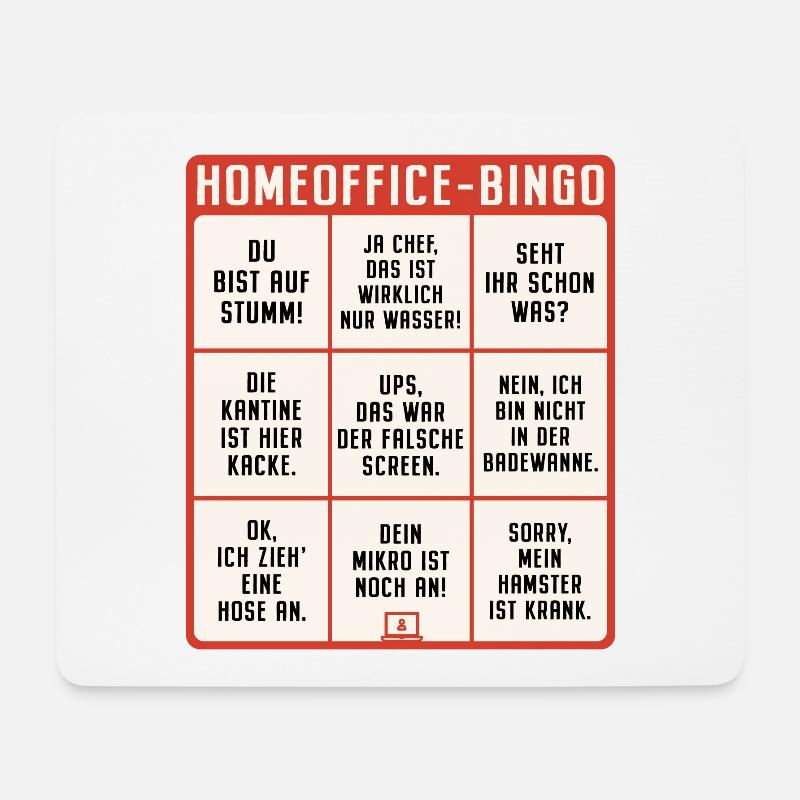 Homeoffice Bingo Büro Heimarbeit Home Office - Mousepad (Querformat) - Weiß