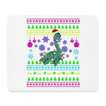 Weihnachtsdino mit Lichtern - Mousepad (Querformat) - Weiß - Vorne
