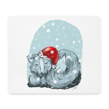 Winterwolf - Mousepad (Querformat) - Weiß - Vorne